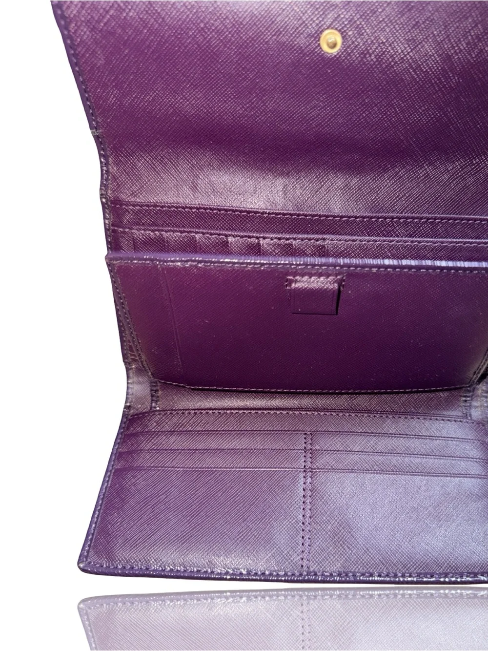 Coach Khaki Signature Wallet with Purple Leather Trim